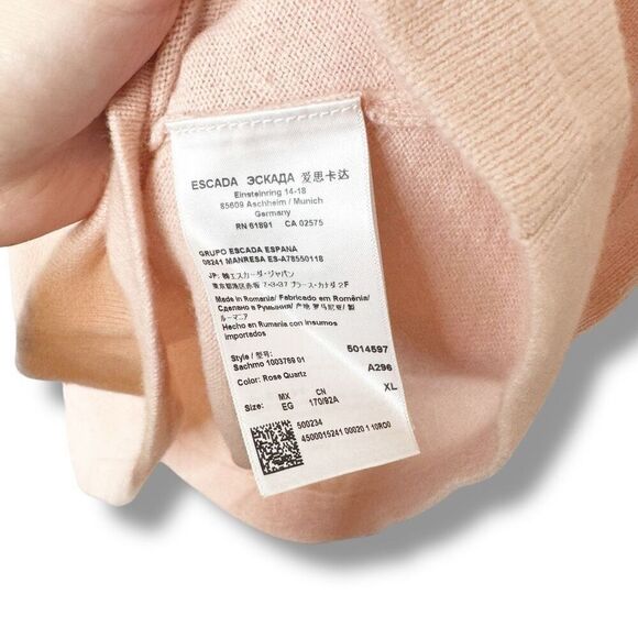 Escada Cashmere Wool Sleeveless Sweater Top Neutral Light Pink Women’s Size XL - Picture 4 of 8